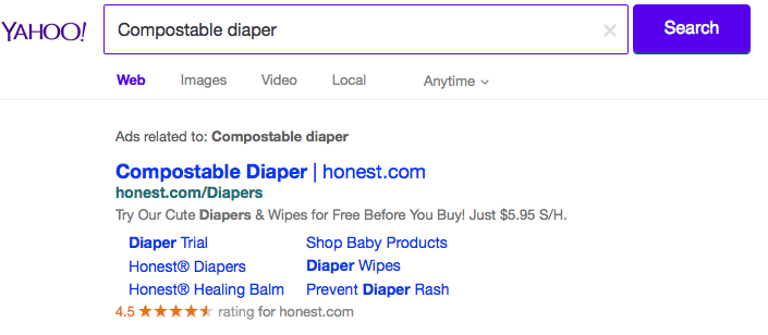 Photo of a yahoo search